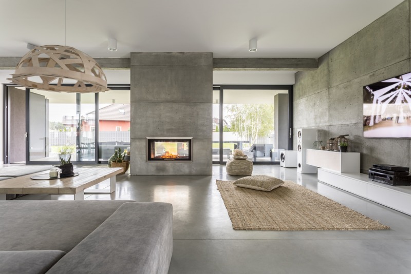 nowoczesny salon w betonie